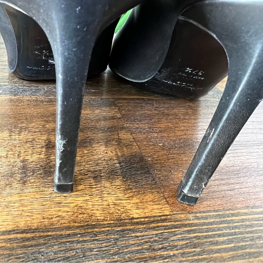 Saint Laurent Black Leather Pointed Toe Heels 37.5 $875 - Picture 11 of 17